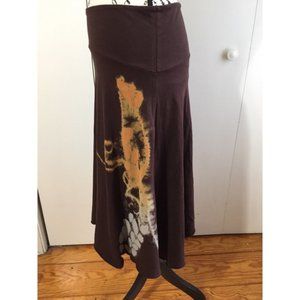 Prana long skirt - Brown w/tie dye print - size xs